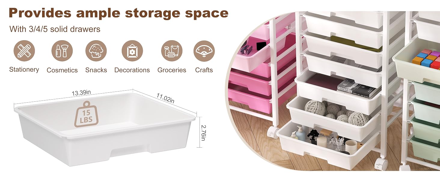 rolling cart with drawers
