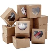 PH PandaHall 20pcs Christmas Gift Box with Heart Clear Window, 3.9x3.9x2.5'' Soap Box Square Kraf...