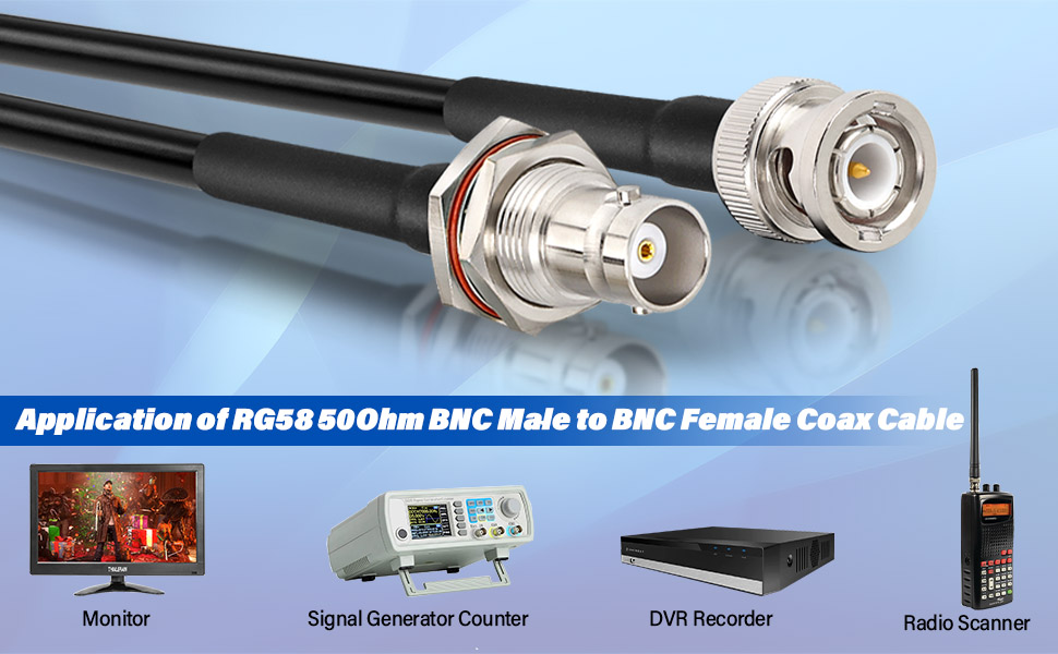 RG58 BNC Male to Female Cable