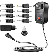 [Reverse Polarity] 30W Universal AC Adapter, SoulBay Multi-Voltage Switching Power Supply w/ 9 Ad...