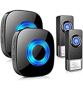 Wireless Doorbell 2 Push Buttons 2 Receivers, PHYSEN Waterproof Door Chime Kit Operating at 1300-...