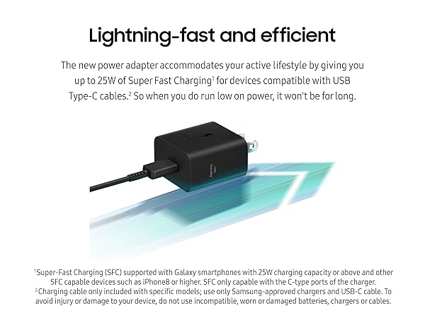 Samsung 25W Power Adapter with USB C Cable Black