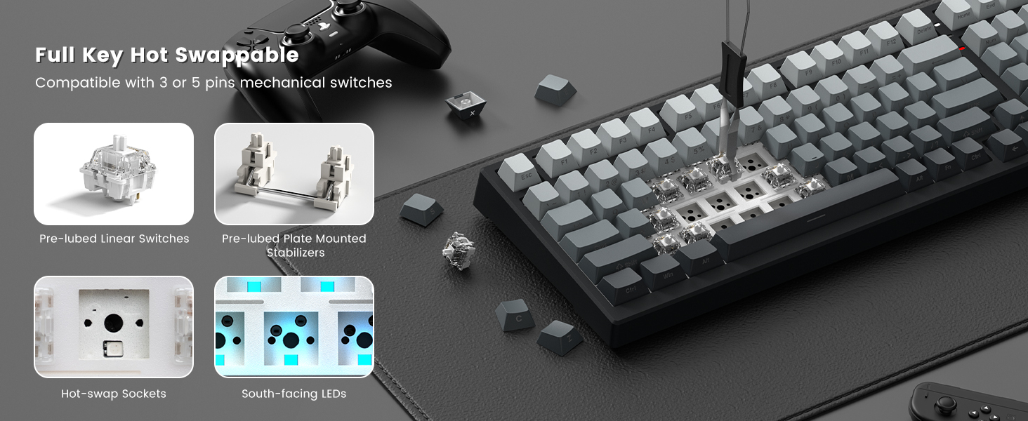 Hot-swap PCB supports both 3-pin and 5-pin switches