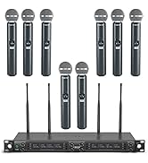 Phenyx Pro Wireless Microphone System, Eight-Channel Wireless Mic, w/ 8 Handheld Dynamic Micropho...