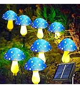 Newest 8-Pack Blue Solar Mushroom Garden Lights Outdoor, 8 Modes Solar Mushroom Lamp for Garden D...