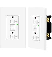 20 Amp GFCI Outlet, Self-Test Ground Fault Protector with LED Indicator, ETL FCC Certified, Tampe...