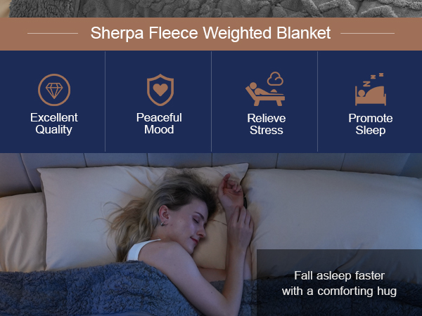 Weighted blankets for adults, ultra soft fuzzy sherpa fleece heavy blanket on bed