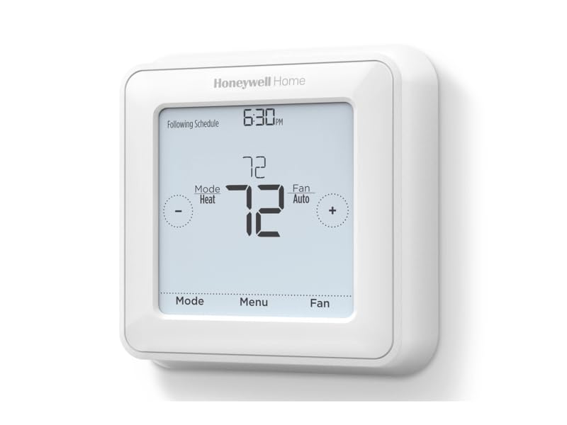 White T5 Touchscreen Thermostat, screen active display temperature and controls