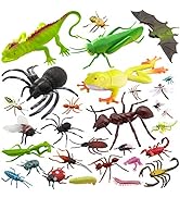 27pcs Bug Toy Figures Playset for Kids Boys, Pinowu 2-6” Fake Bug Insects - Fake Spiders, Cockroa...