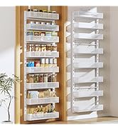Pantry Door Organizers and Storage, 8-Tier Large Metal Heavy-Duty Frame Over the Door Spice Rack,...