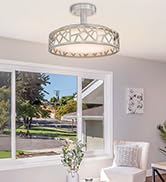 VICNIE 14inch Semi-Flush Mount Ceiling Light, 20W Dimmable Close to Ceiling Light Fixture, LED 30...