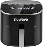 Nuwave Brio Plus 8 Qt Air Fryer, PFAS Free, New &amp; Improved, Digital Touch Screen, Cool White Disp...