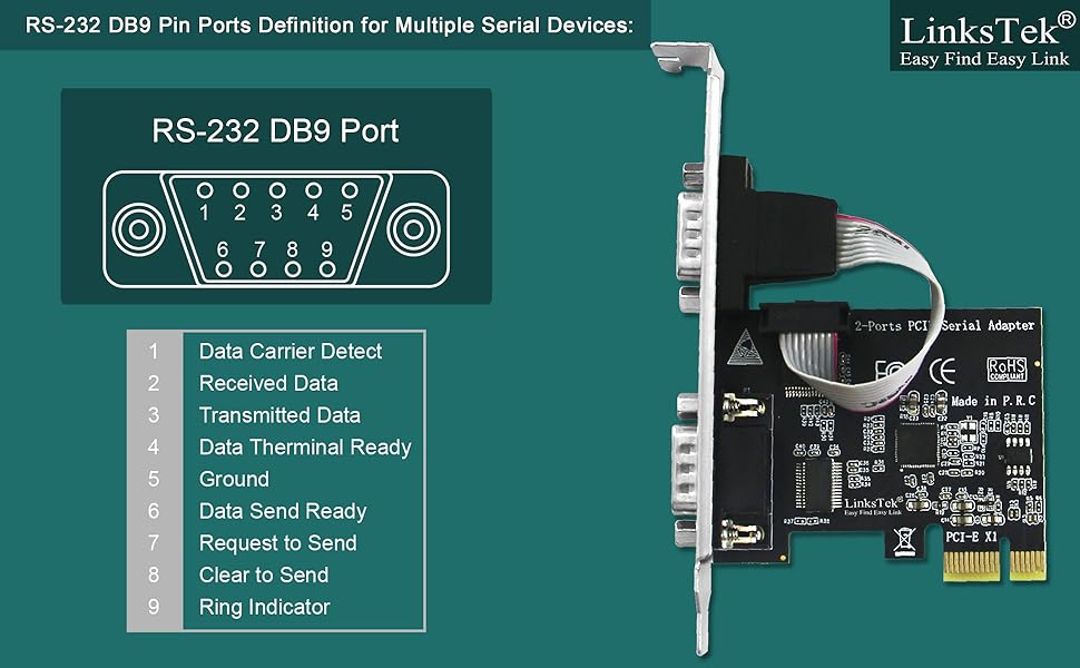 pcie to RS-232 DB9 port card pcie serial port card COM card