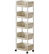 5-Tier Rolling Storage Rack with Wheels Shelves Shelf Storage Plastic Storages Shelving Shelf Rac...