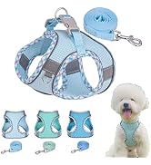 Reflective Puppy Dog Harness and Leash Set, Soft Breathable Lightweight Pet Vest Cat Halter for X...