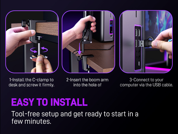 table arm boom with c-calmp