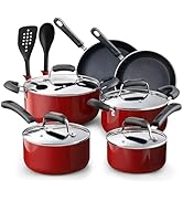 Cook N Home Pots and Pans Nonstick Cookware Set 12-Piece, Kitchen Cooking Set with Frying Pans an...