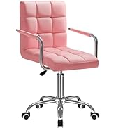 Furmax Mid-Back Office Task Chair Ribbed PU Leather Executive Chair Modern Adjustable Home Desk C...