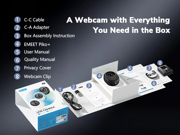 EMEET Piko+ webcam 4K for PC