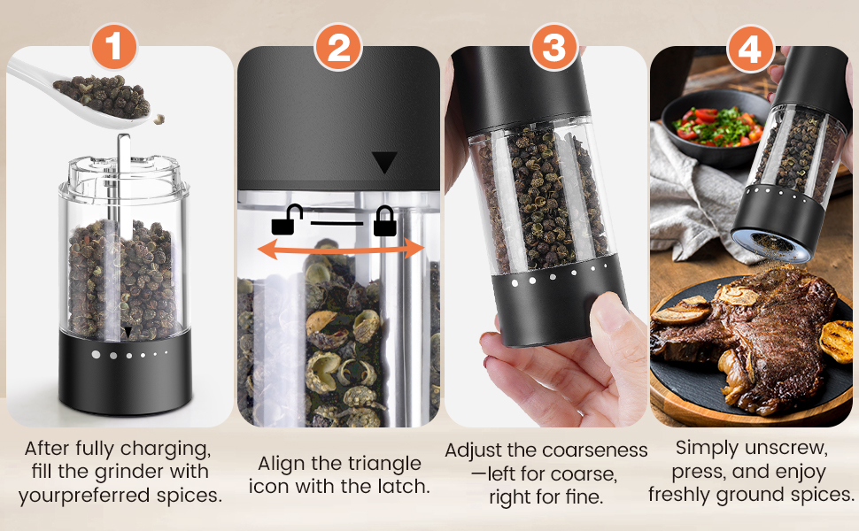 automatic salt and pepper grinder set