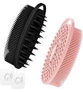 GEENOA Soft Silicone Body Scrubber Set, 2PCS Dual-Side Silicone Loofah for Gentle Exfoliating and...
