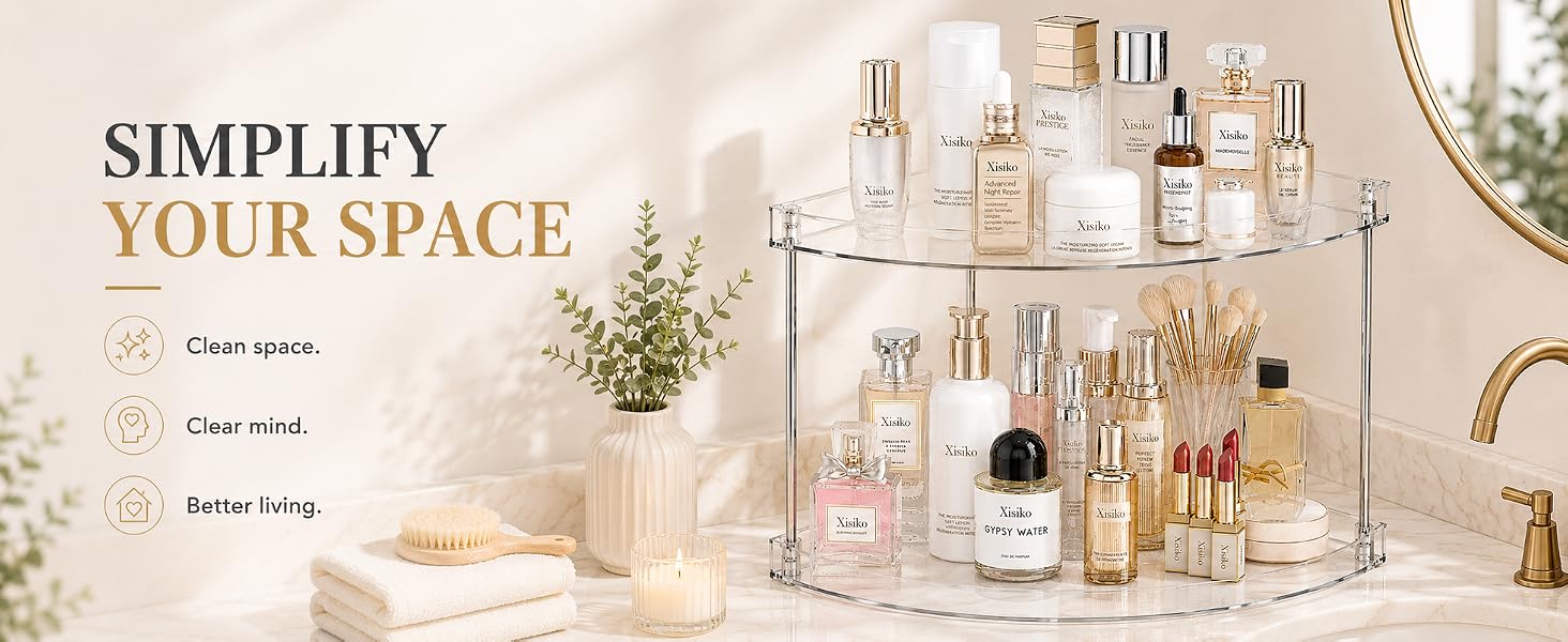 Vanity Countertop Storage Shelf for Makeup, Skincare, Perfume, Kitchen &amp;amp; Sink Organization