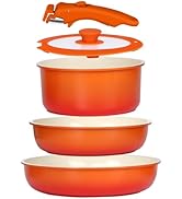 5PCS Pots and Pans Set Non Stick, Nonstick Cookware Set Detachable Handle, Ceramic Pots for ...