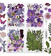 CONVELIFE Dried Flowers for Resin 119Pcs, Pink Real Natural Pressed Flowers with 10Butterfly Stic...