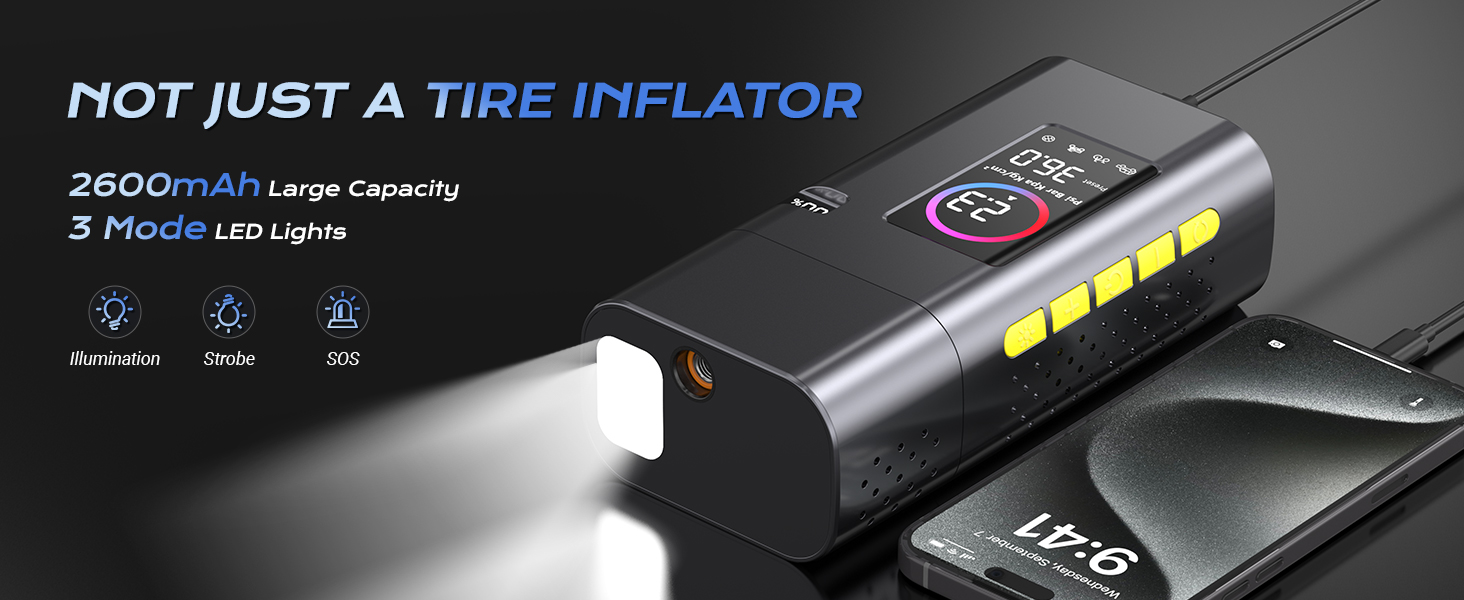 tire inflator portable air compressor cordless compact rechargeable pump for car tires 110v