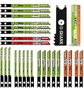 EZUVITA 25pcs U-Shank Jigsaw Blades Set with Storage Case | CR-V&amp;HSS Steel, for Wood Plastic Meta...
