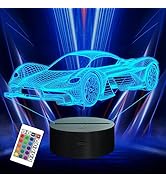 Attivolife Car 3D Night Light for Kid, Sports Racing Illusion Optical Bedside Lamp 16 Colors Chan...