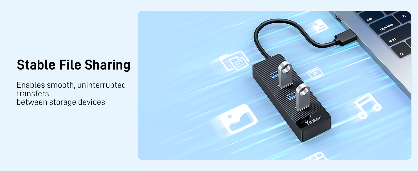 4 Port USB 3.0 Hub 10FT Long Cable