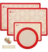 Silicone Baking Mat Set of 4, GUANCI Grade Food Baking mats Non-Stick Reusable Pizza Bakeware Mat...