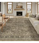 WondRg 8x10 Washable Brown Vintage Area Rug for Living Room Bedroom Large Traditional Low Pile So...