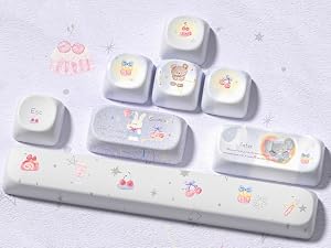 Cute PBT Keycaps Set,Kawai Keycaps MOA Profile,Colored Creamy Keycap Keyboard Caps