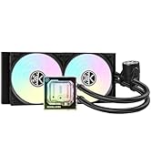 KINGCOOL Pure Flow 240-240 mm AIO CPU Liquid Cooler ARGB Black, Enhanced 4500RPM Transparent Wate...
