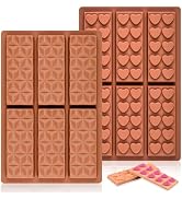 Fimary 2 Pcs Chocolate Bar Mold Deep Dubai Break Apart Candy Molds Thick Stuffed Silicone Molds f...