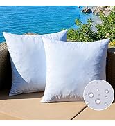 MIULEE 18 x 18 Outdoor Pillow Inserts - Set of 2 Premium Water Resistant Throw Pillows Shredded M...