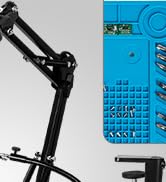 KUVRS Helping Hands Soldering Station, 10X Magnifying Glass with Light and Stand, Non-Slip Repair...