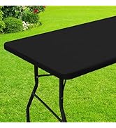 Smiry Rectangle Table Cloth, Waterproof Elastic Fitted Tablecloths for 6 Foot Tables, Washable Po...