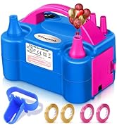 FLSEPAMB Balloon Pump, Electric Balloon Pump, Portable Dual Nozzle 110V 600W Electric Balloon Blo...