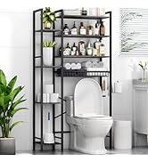 Kalrin 8-Tier Over The Toilet Storage with Side Rack, Over Toilet Storage Rack with Adjustable Sh...
