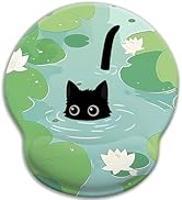 Blusabaca Mouse Pad with Wrist Rest, Cat Lotus Leaf Ergonomic Mouse Pads Wrist Support for Desk, ...