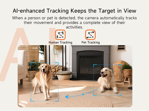 CINMOORE 3K Pet Camera Free AI Detection Auto Motion Tracking Home Cam with 64GB Card