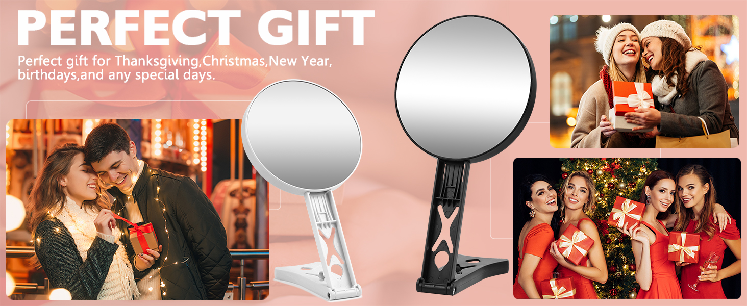 Dual-Sided Handheld Magnifying Makeup Mirror