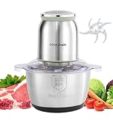 COOKZHOM Food Processor 8 Cup, 500W Electric Food Chopper,Meat Grinder with Stainless Steel Bowl ...