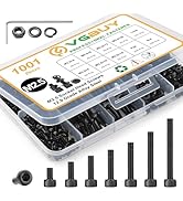 VGBUY 1001Pcs M2.5 Screws Kit,Black M2.5 Screws (7 Sizes 4-20mm),Hex Socket Head Cap Small Metric...
