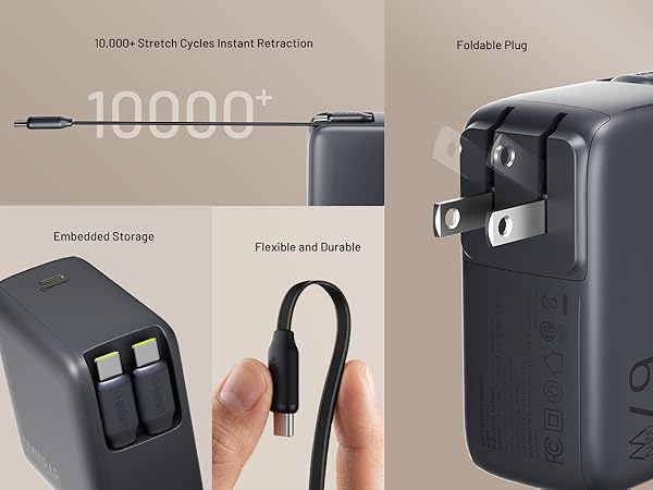 67W Retractable Wall Charger