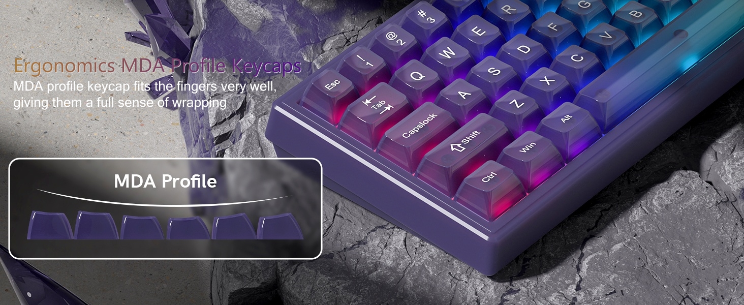 Womier Keyboard Keycaps Jelly, Purple Cute Keycaps, Transparent Clear Custom Key Cap