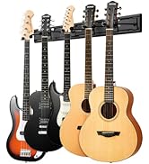 Donner Guitar Wall Rack, Multiple Guitar Wall Mount with 5 Adjustable Hangers, Guitar Organizer f...